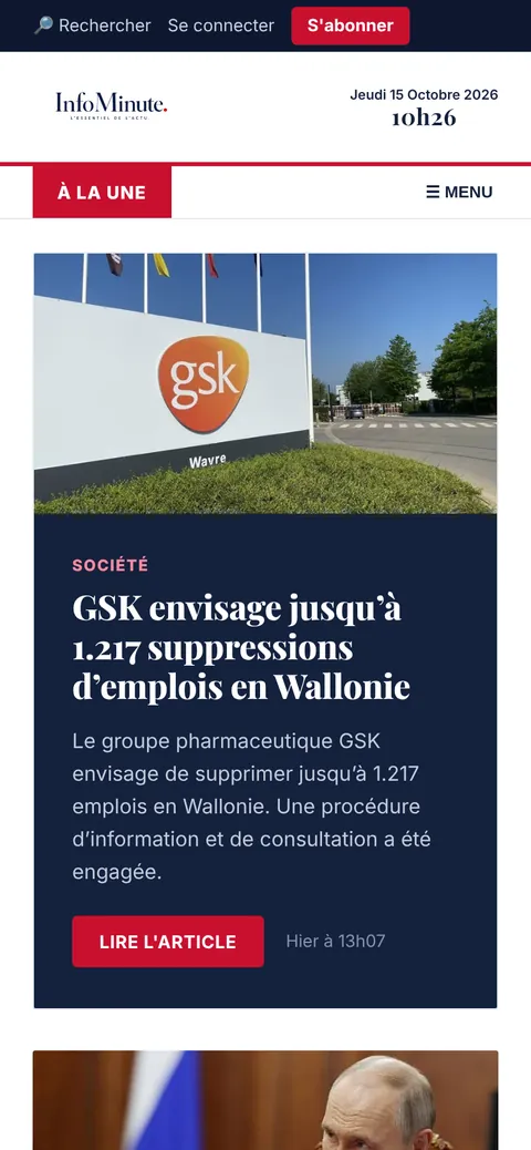 Le site InfoMinute sur smartphone