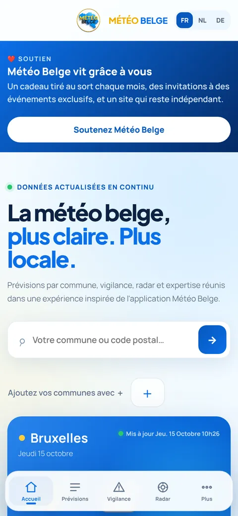 Le site Météo Belge sur smartphone